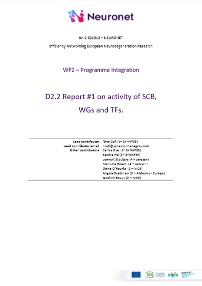 D2.2 Report #1 on activity of SCB,  WGs and TFs