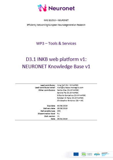 D3.1 INKB web platform v1: NEURONET Knowledge Base v1